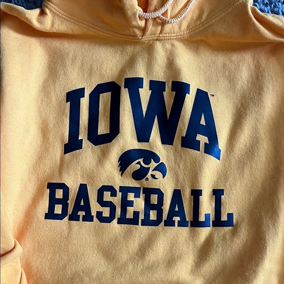 Gildan Bright Yellow Iowa Baseball Hoodie - Picture 2 of 3